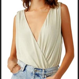 NWT Free People Night Owl Bodysuit Morning Oat Cream Sz Large